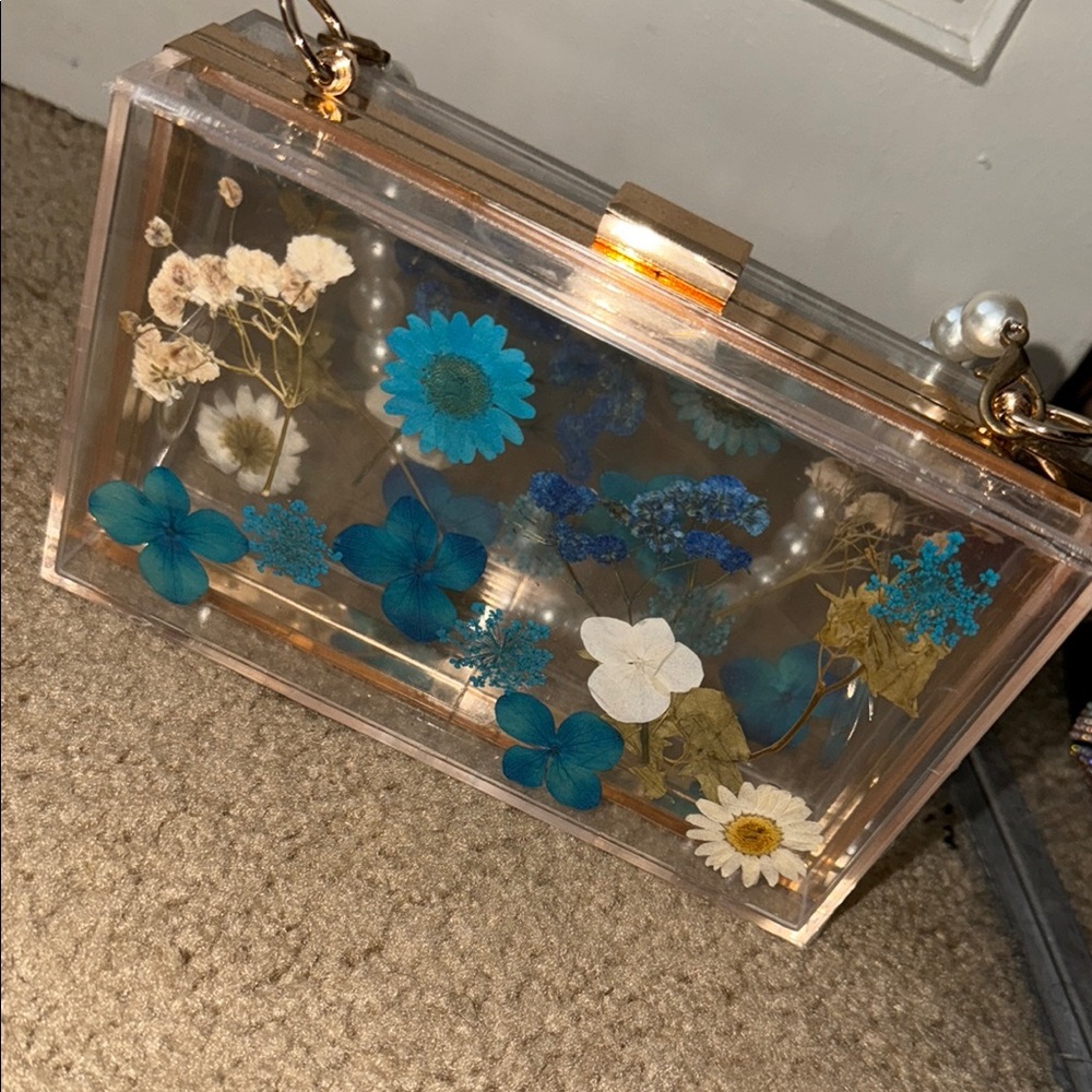 Clear Floral Acrylic Clutch
